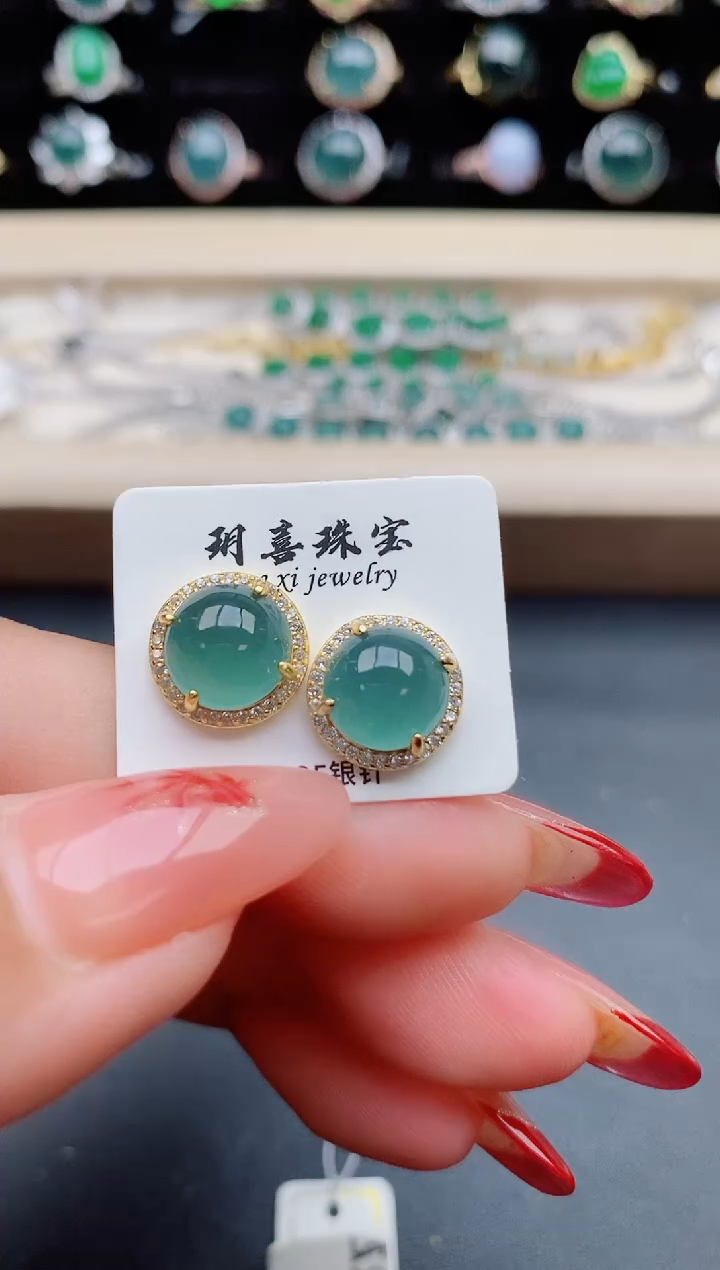 【闪购商品】翡翠耳饰银S925镶嵌5085050