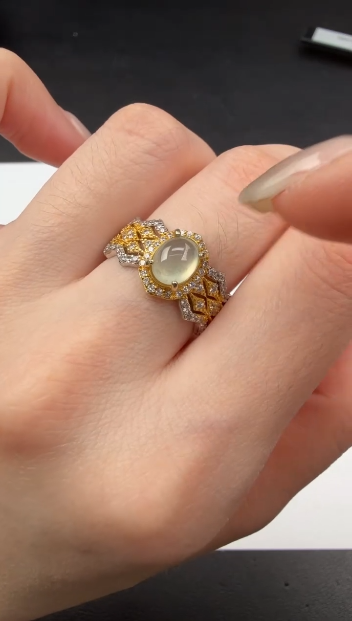 银S925镶嵌戒指翡翠翡翠饰品-37