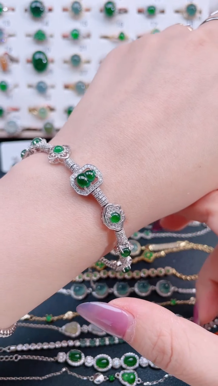 银S925镶嵌戒指翡翠天然翡翠