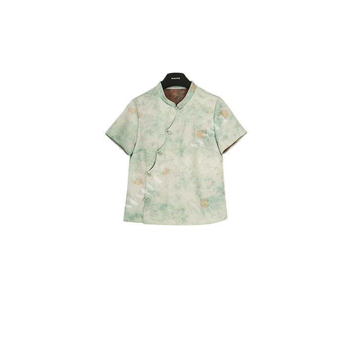 【绿荷】新中式国风提花盘扣2025夏季新款复古禅意上衣MCGSY1181