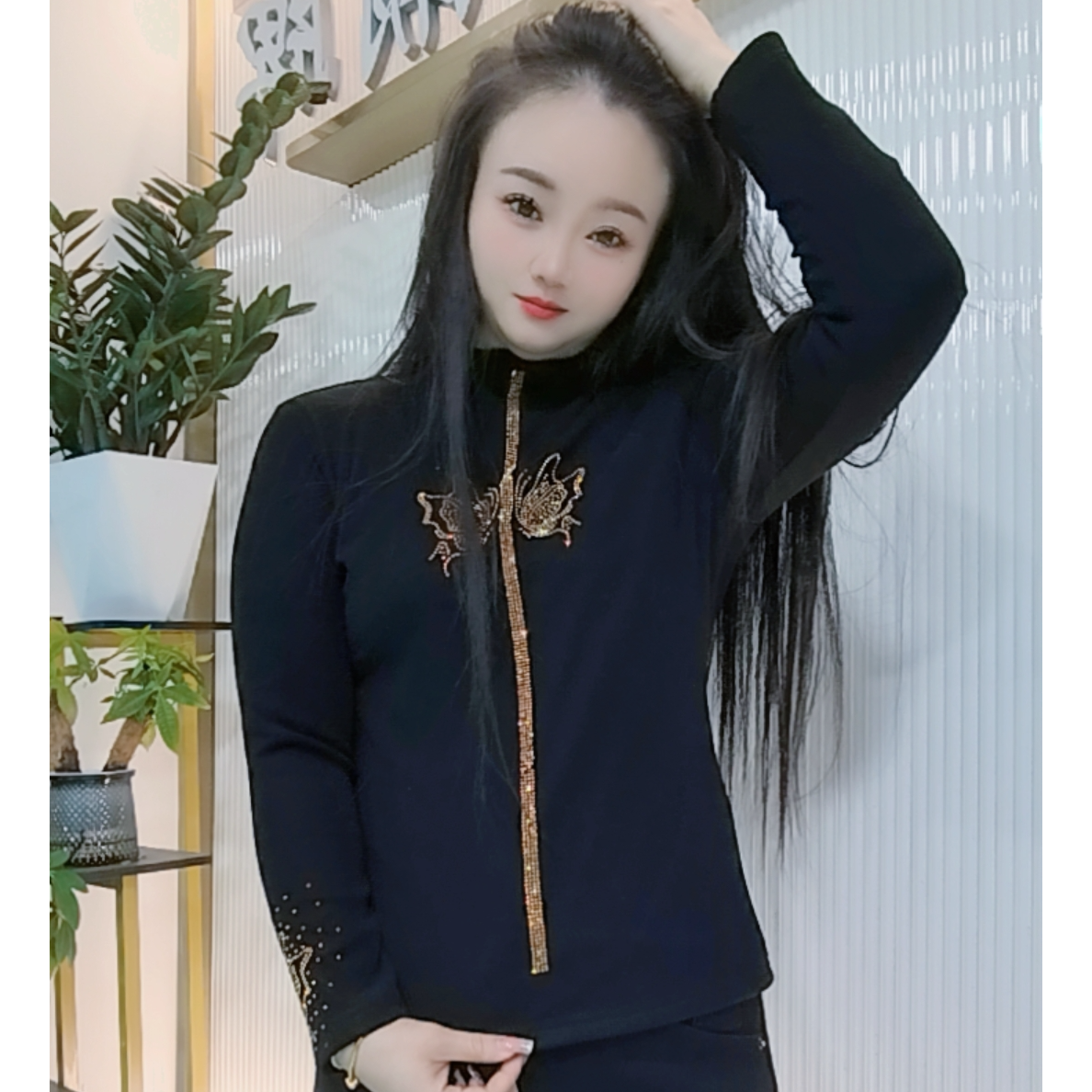 【婉婷服饰】814加绒打底衫长袖冬季女装时尚修身休闲百搭中低领