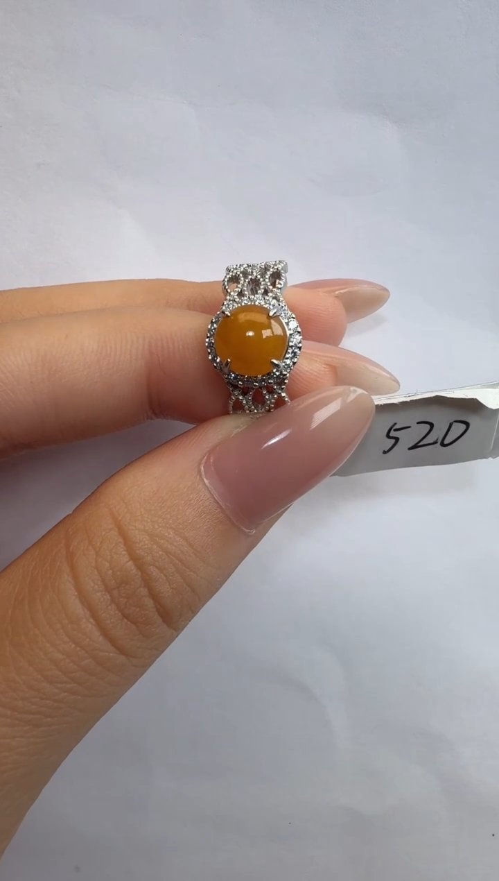 银S925镶嵌戒指翡翠925银镶缅甸A货翡翠戒指16