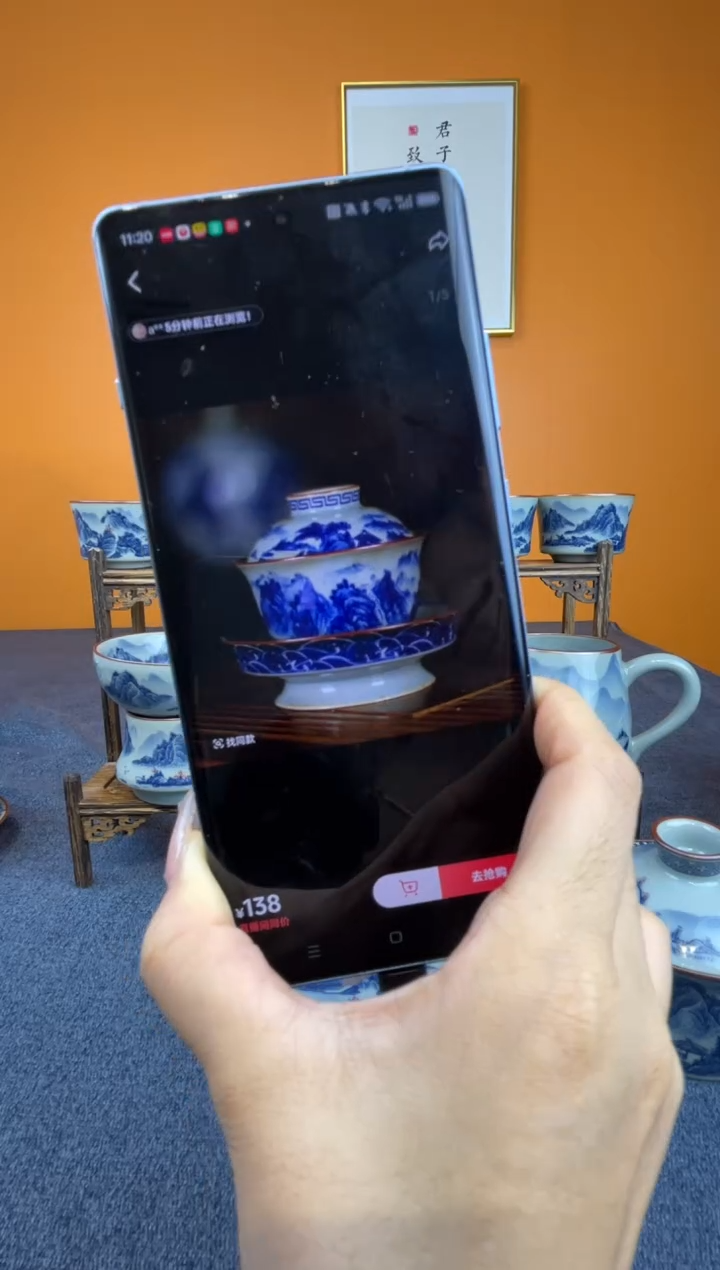 田****媳老陶泥山水大盖碗