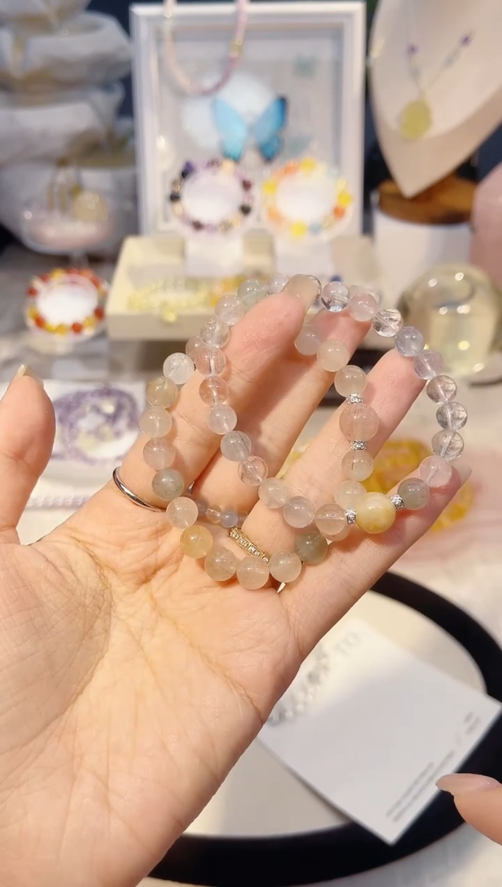 未镶嵌手串水晶单圈彩兔毛