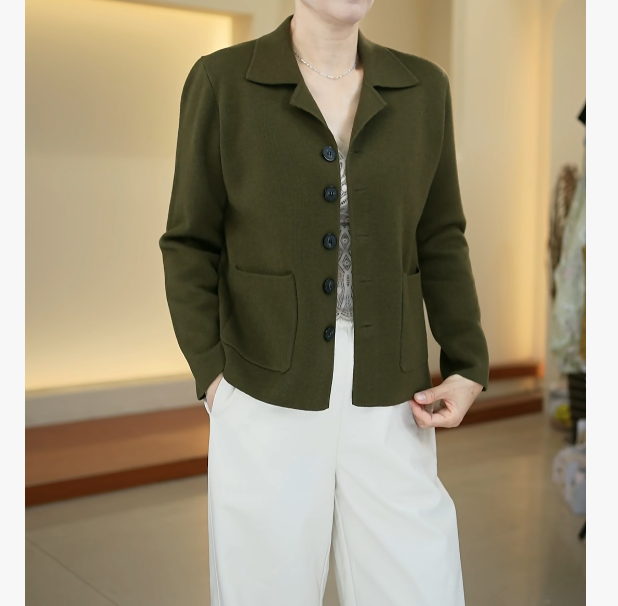 SKL-652秋款百搭款针织翻领外套.F