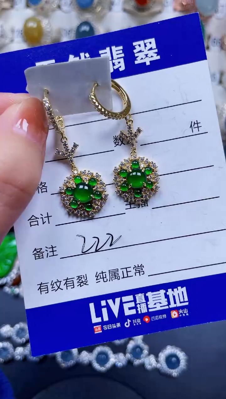 银S925镶嵌翡翠耳饰222