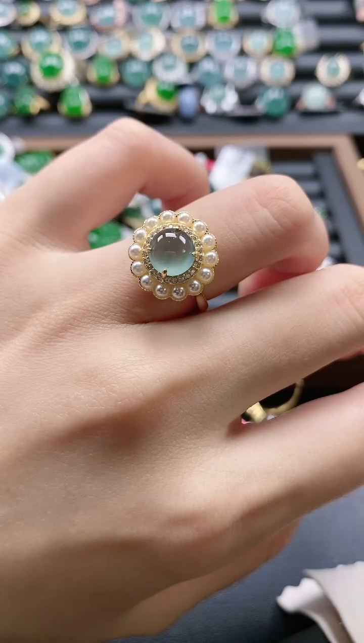 【闪购商品】翡翠戒指银S925镶嵌51511