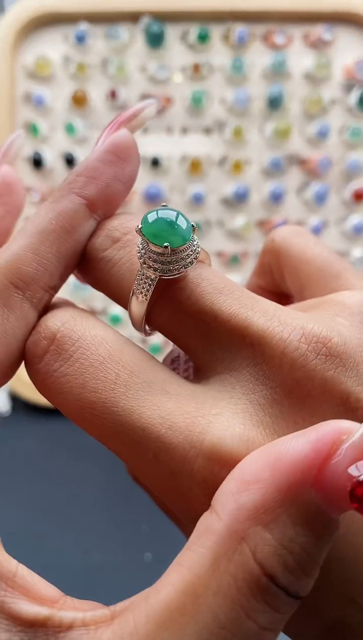 【闪购商品】翡翠戒指未镶嵌缅甸天然A货翡翠444   10-5