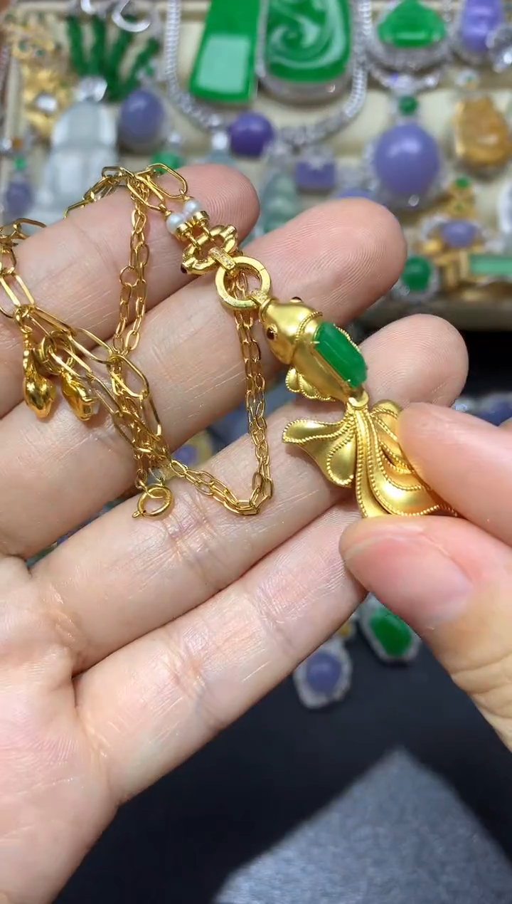 【闪购商品】翡翠颈饰18K金镶嵌404-中国好珍宝