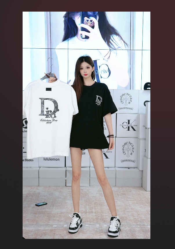 纯棉宽松圆领潮牌男女休闲宽松潮流印花情侣圆领-D795