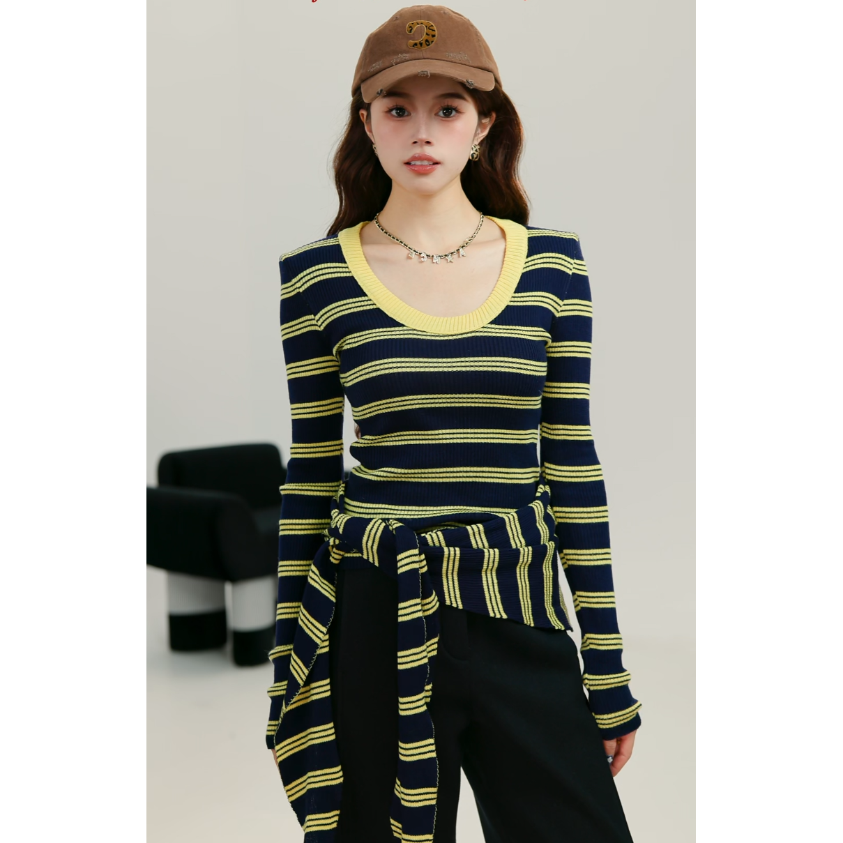 暖阳秋/重生 女款毛衣长袖打底条纹保暖打底百搭时尚款Co&Sheng