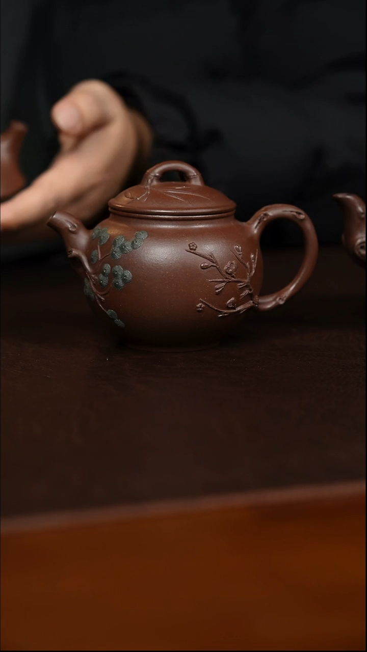 茶壶紫砂220cc福利岁寒三友紫泥