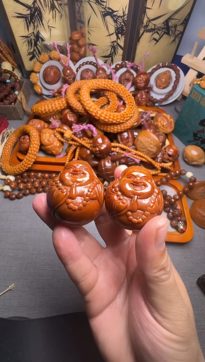 手串橄榄核寒大弥勒一对