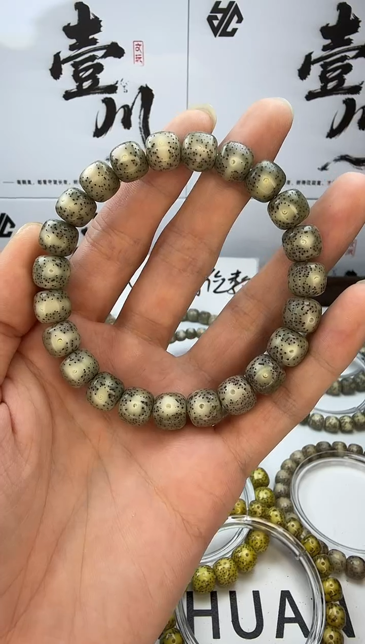 手串星月菩提10/9 石玉料 绿幽灵 大眼睛 星点货 同枝果