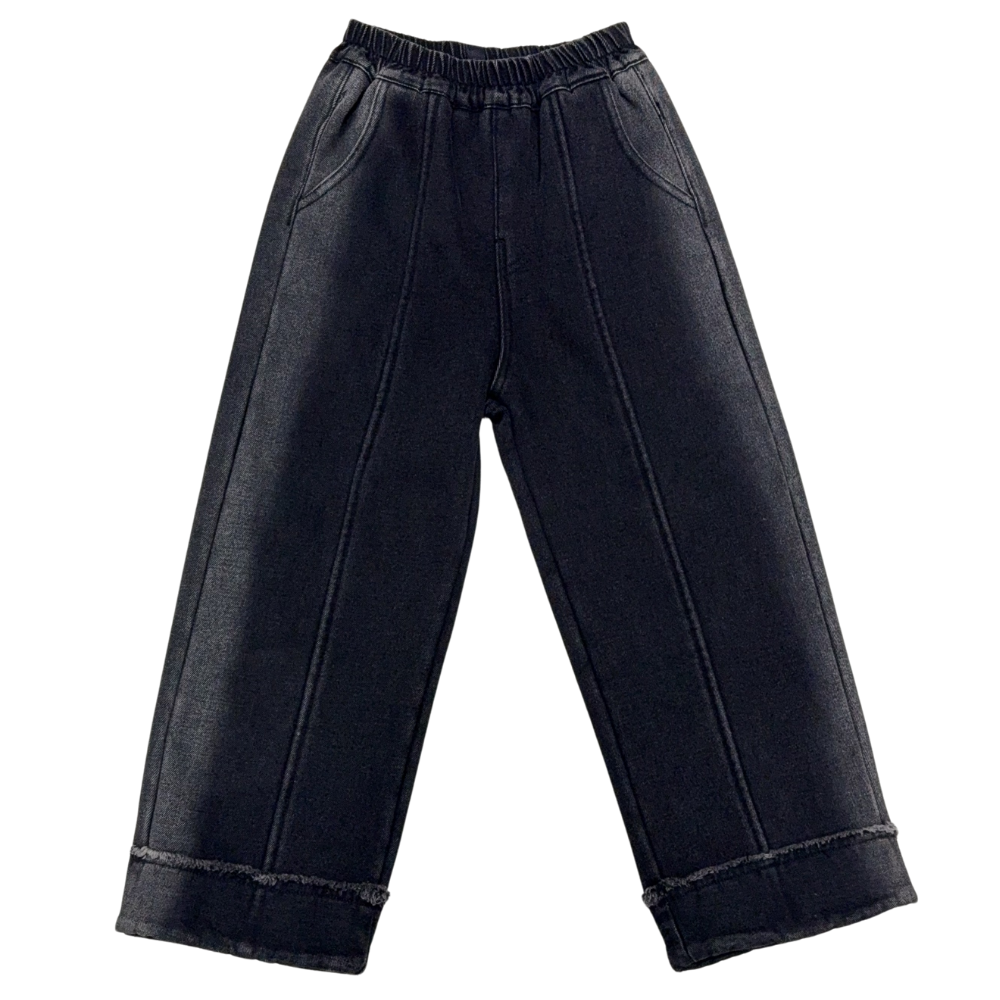 男女通用加绒加厚儿童牛仔裤秋冬高腰休闲长裤