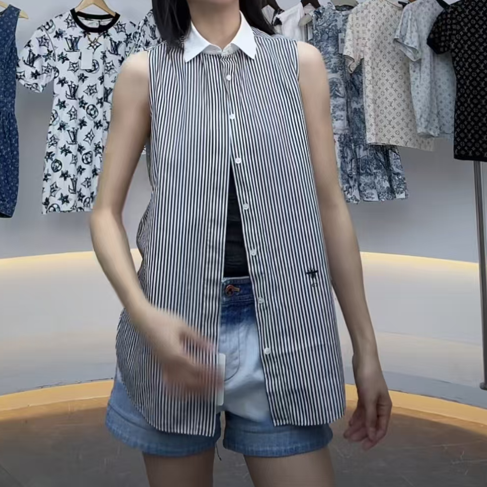 未使用 DIOR/迪奥 Dior 条纹无袖上装36