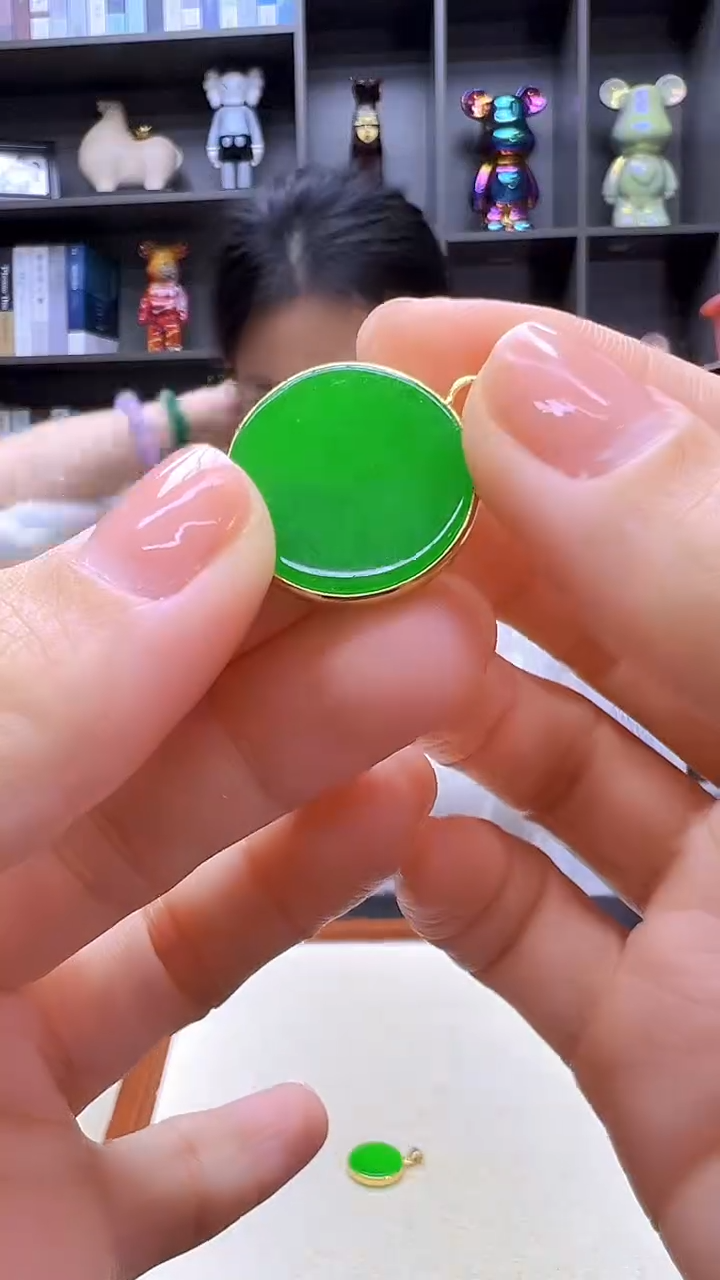 翡翠14K金镶嵌颈饰沉白diy劲饰