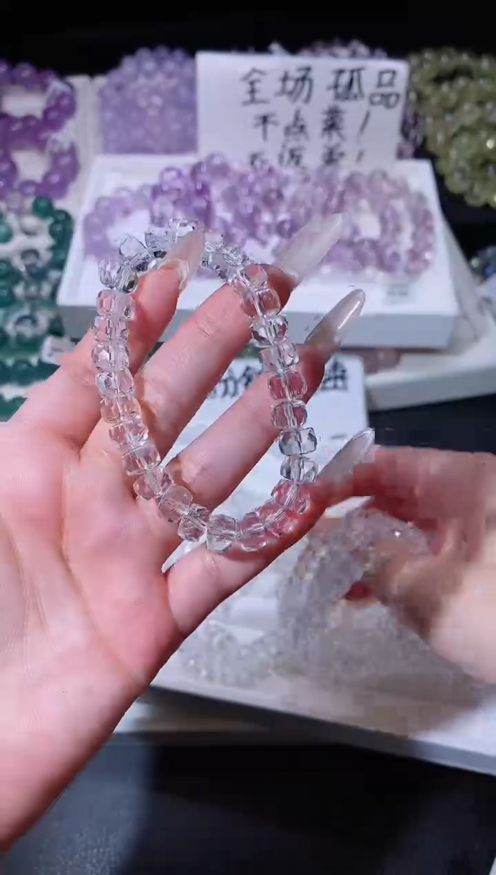 水晶手链未镶嵌74.25算盘白水晶手串 多样性发其一