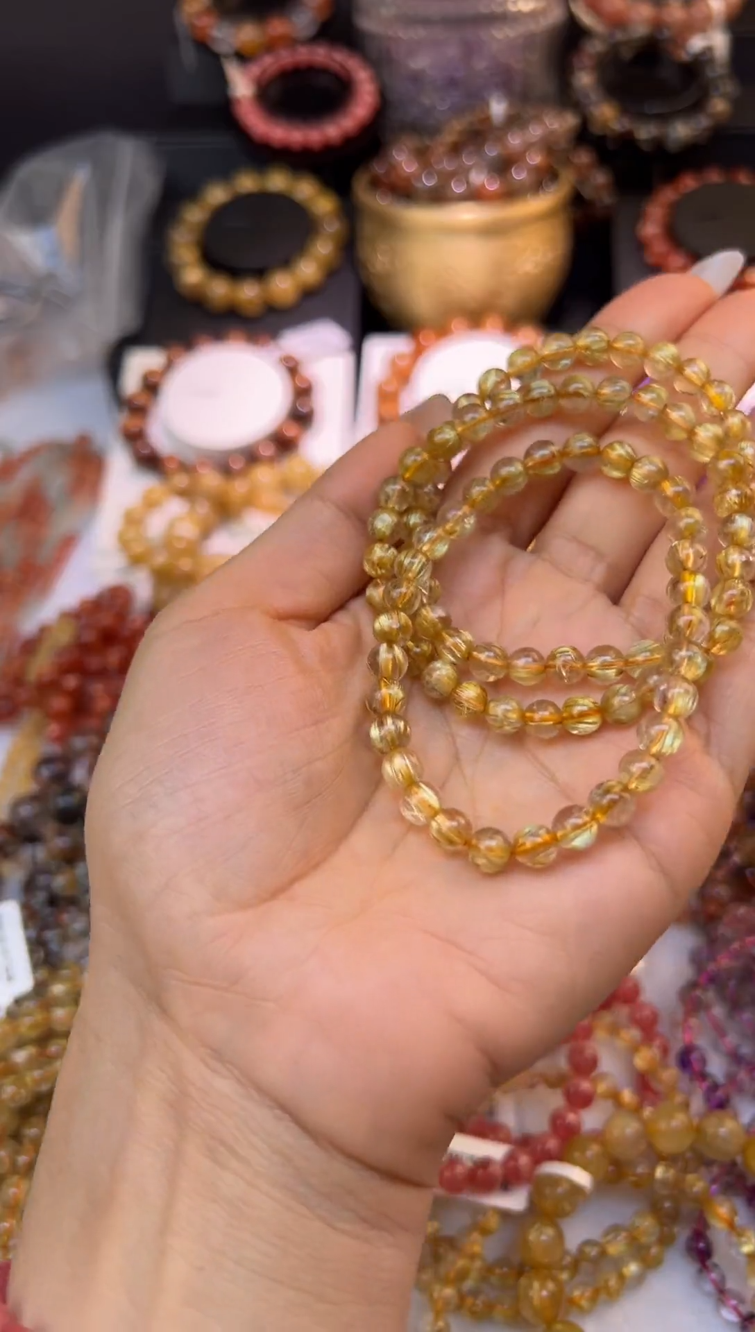 未镶嵌手串水晶再****派金发晶三圈6.2mm+