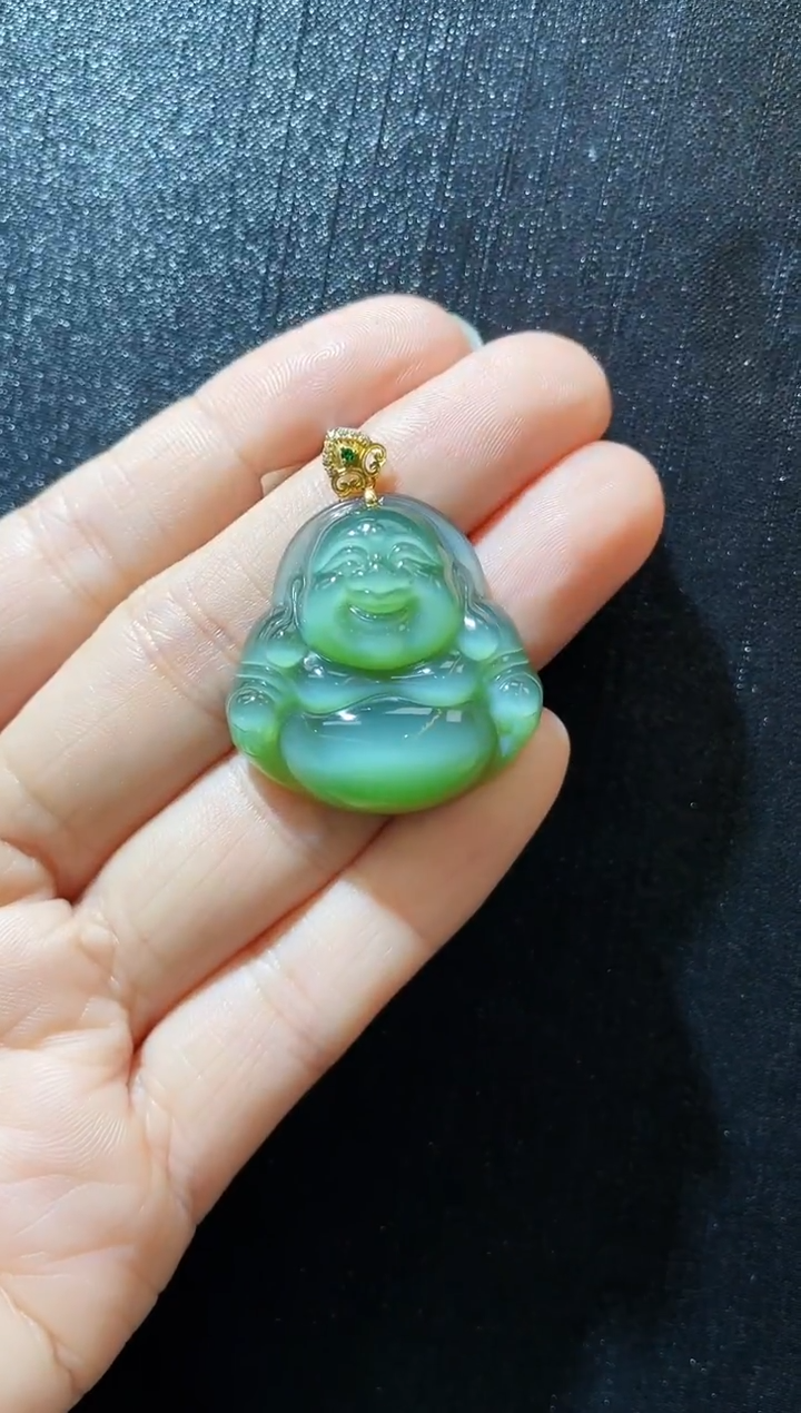 吊坠(赠链)18K金镶嵌和田玉多样性发一