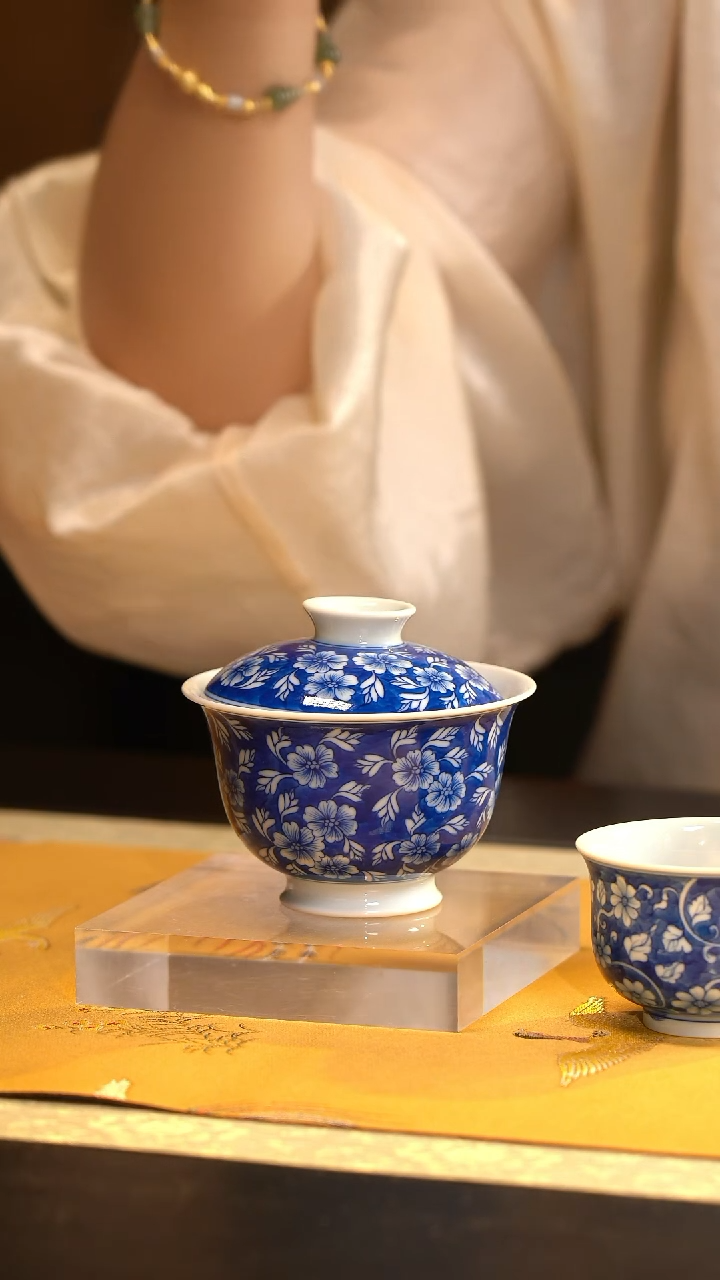 LXT花卉地皮盖碗单盖碗