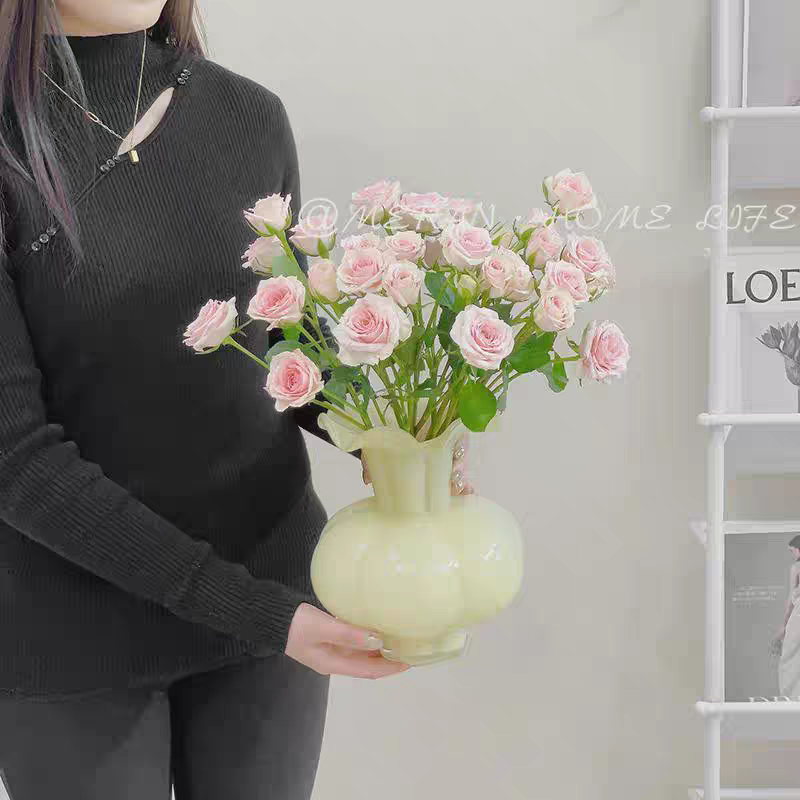 019中古波浪山竹芬顿花瓶 ins高级软装家居客厅插花摆件饰品.