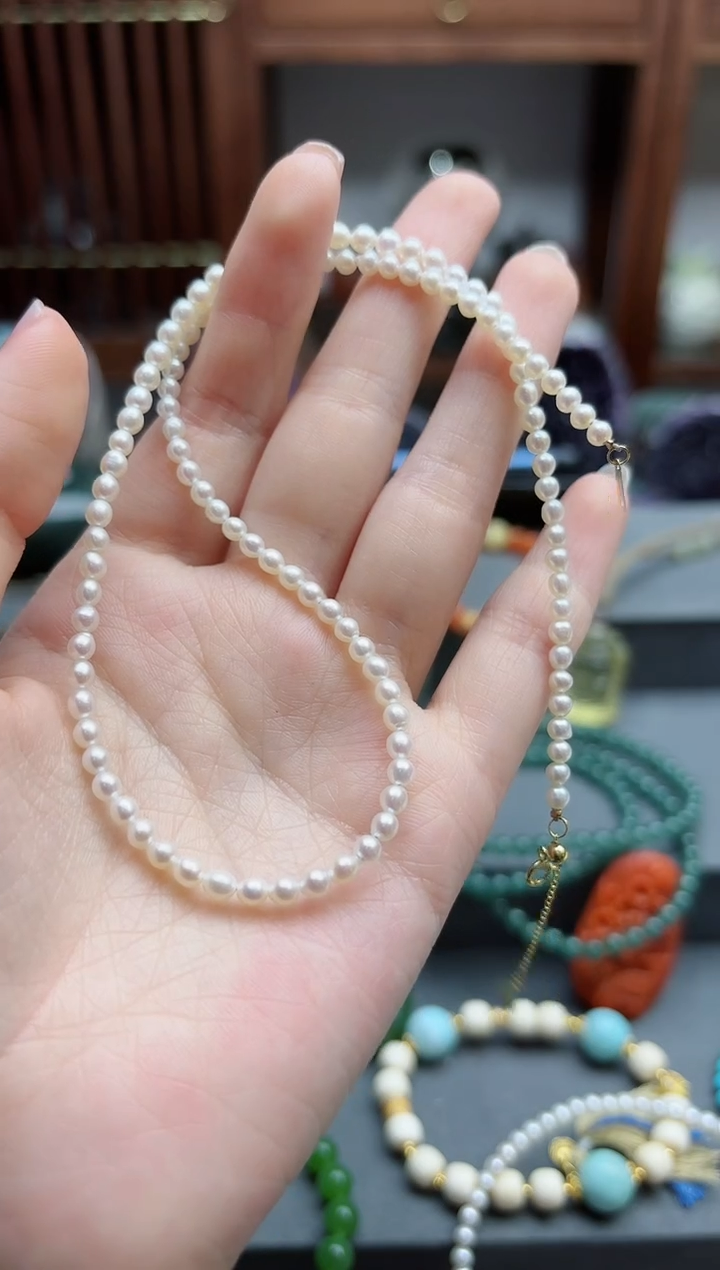 【闪购商品】淡水珍珠颈饰18K金镶嵌18k金珍珠项链 YX