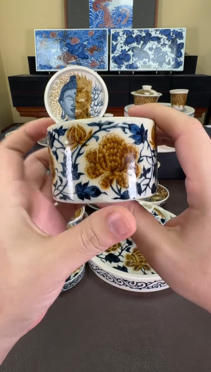 【闪购商品】二号釉牡丹纹扳指杯