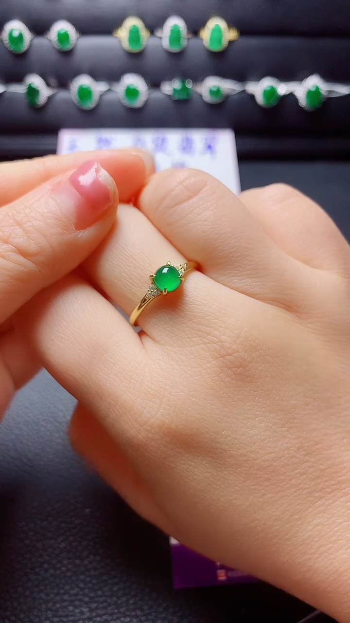 银S925镶嵌戒指翡翠天然翡翠A货s925银镶