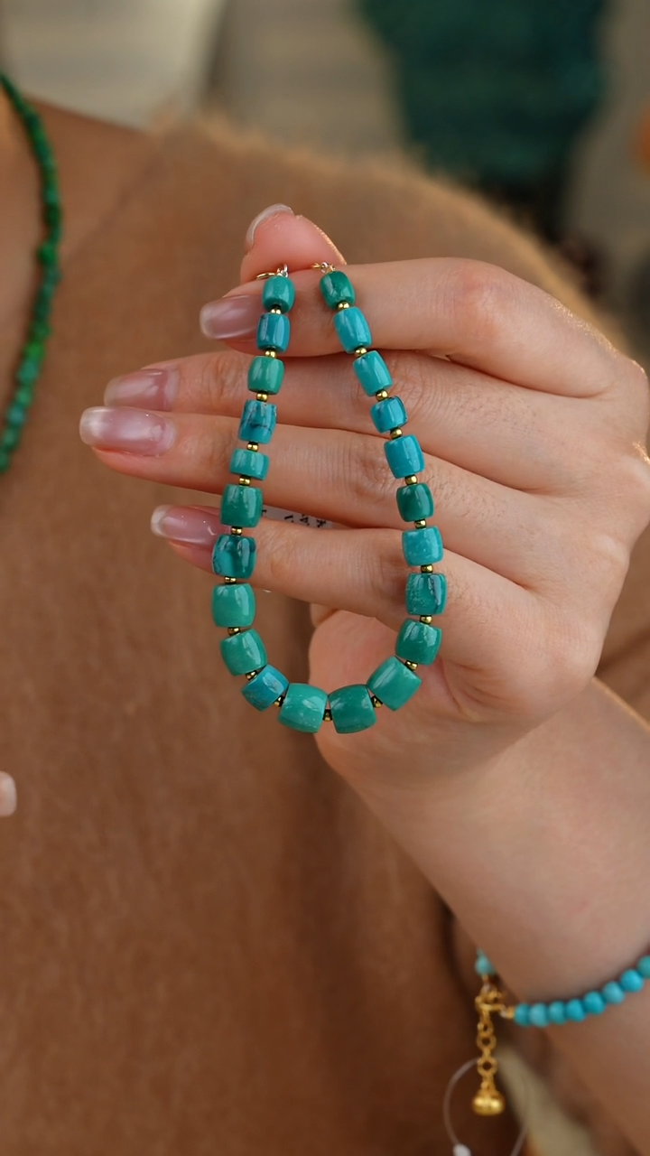 【闪购商品】绿松石手链银S925镀金镶嵌1