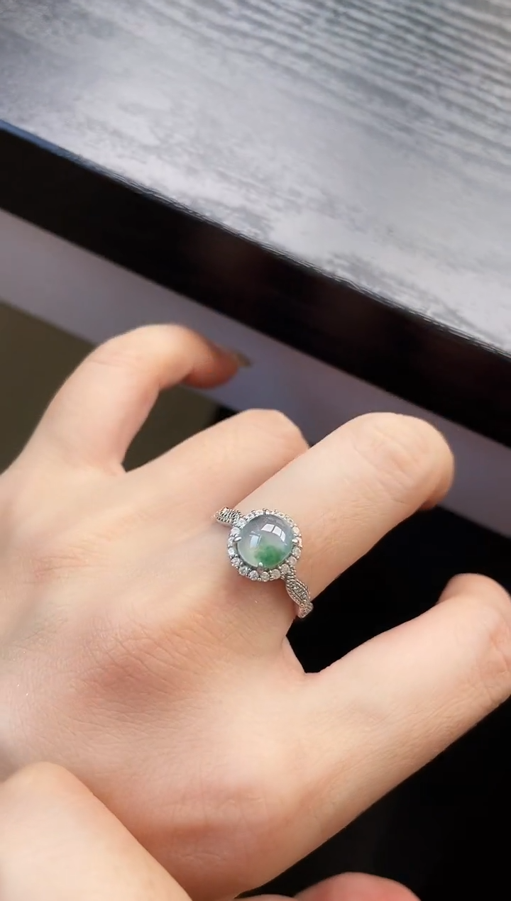 银S925镶嵌戒指翡翠12