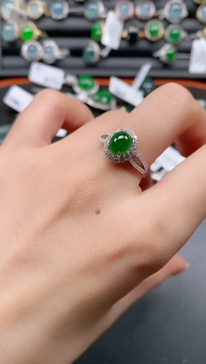 银S925镶嵌戒指翡翠111