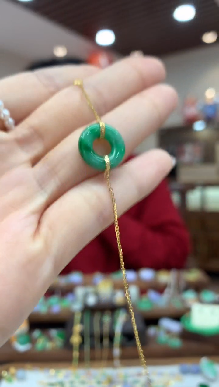 【闪购商品】翡翠手链18K金镶嵌手链