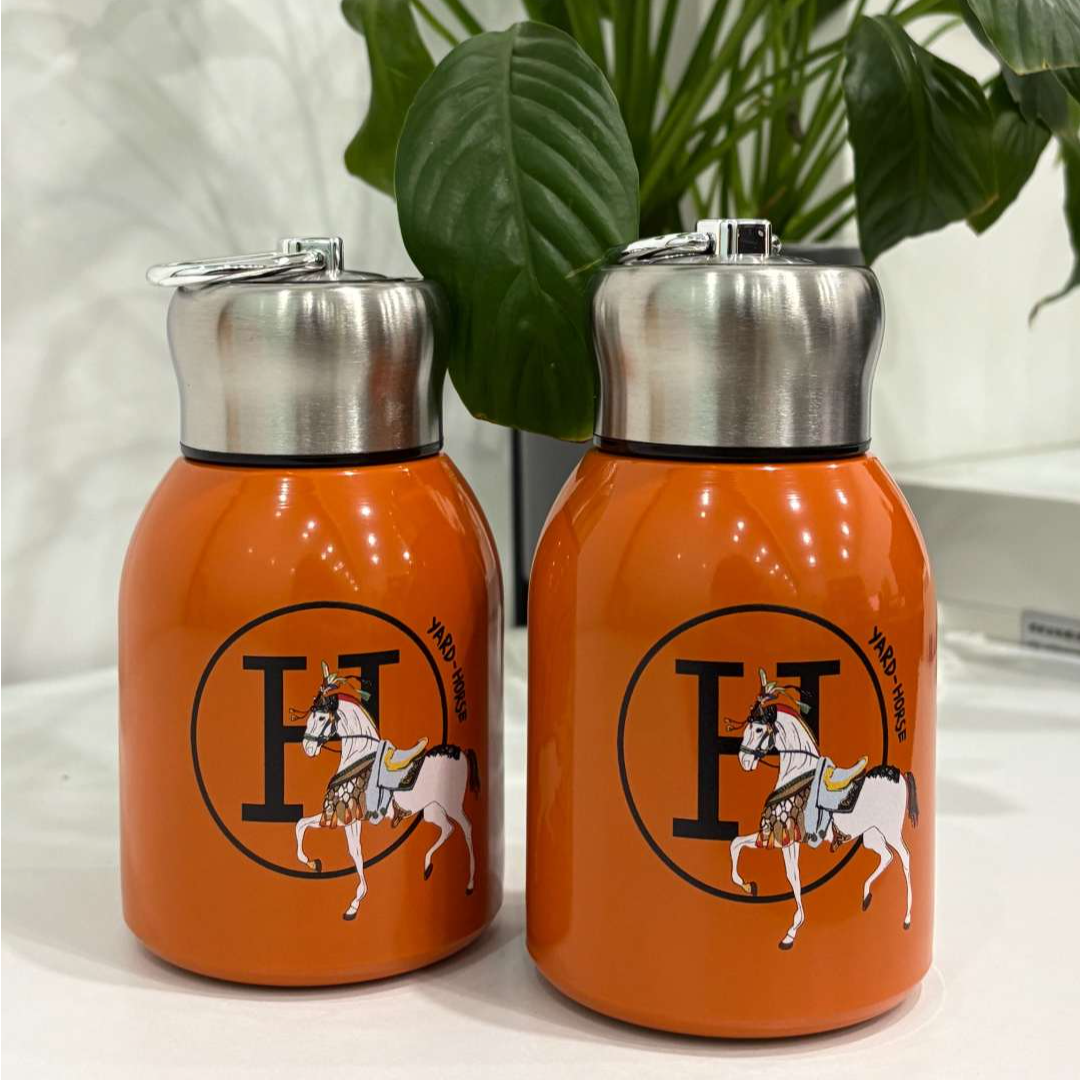 新款爱马仕橙色时尚316不锈钢便携杯女士小水杯子高颜值保温杯