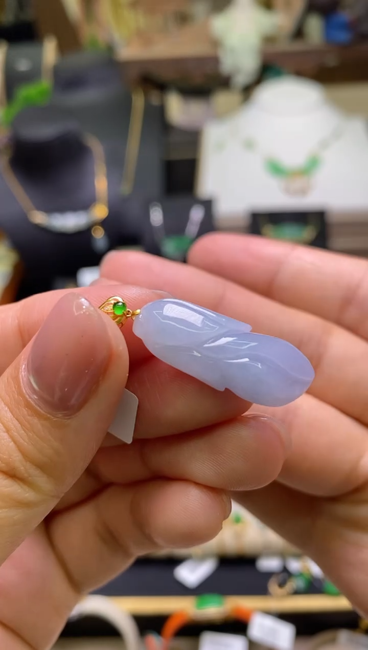 【闪购商品】翡翠颈饰18K金镶嵌净货16142