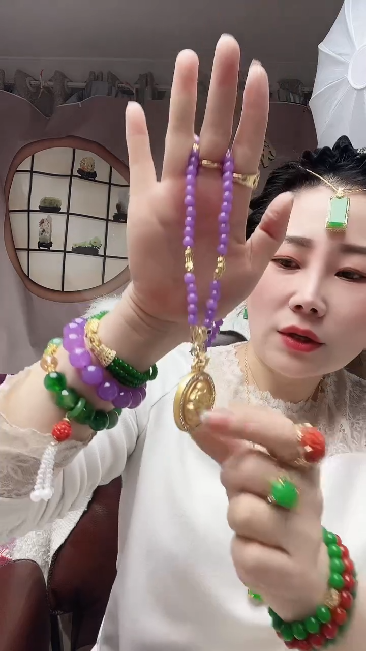 【闪购商品】翡翠颈饰14K金镶嵌紫转佛公