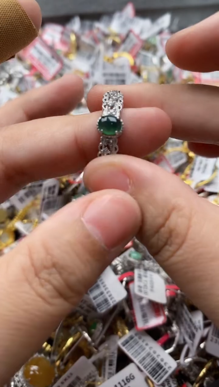 【闪购商品】翡翠戒指银S925镶嵌55555---4