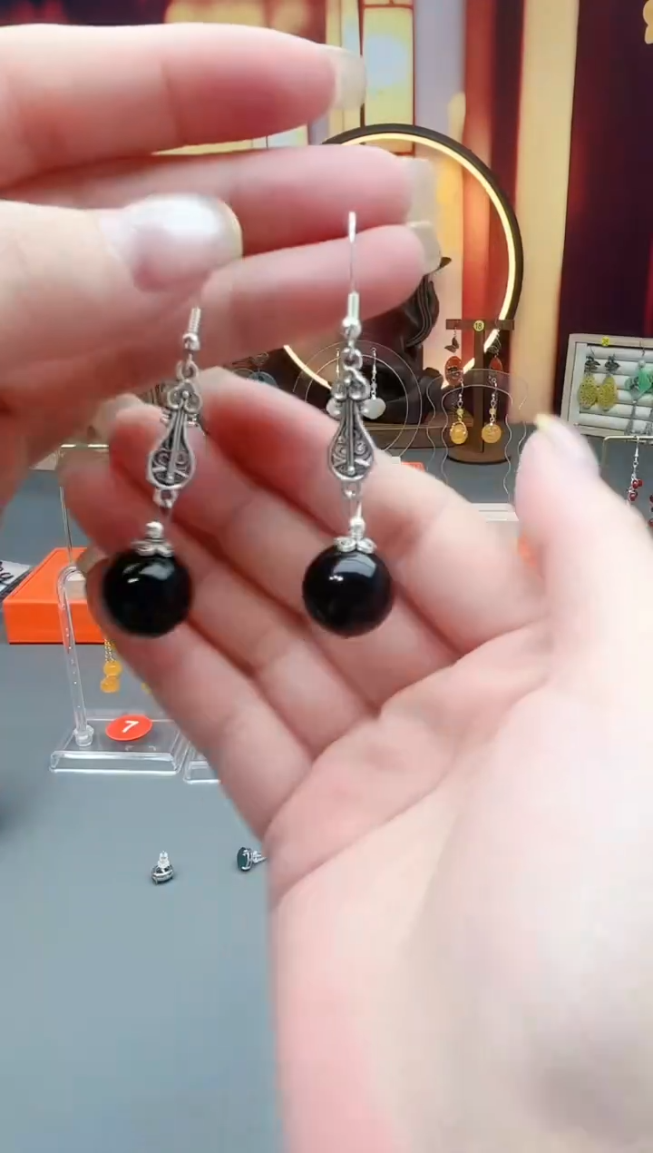 未镶嵌黑曜岩耳饰314