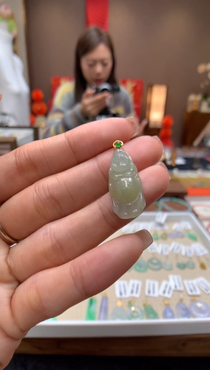 【闪购商品】翡翠颈饰18K金镶嵌佛公