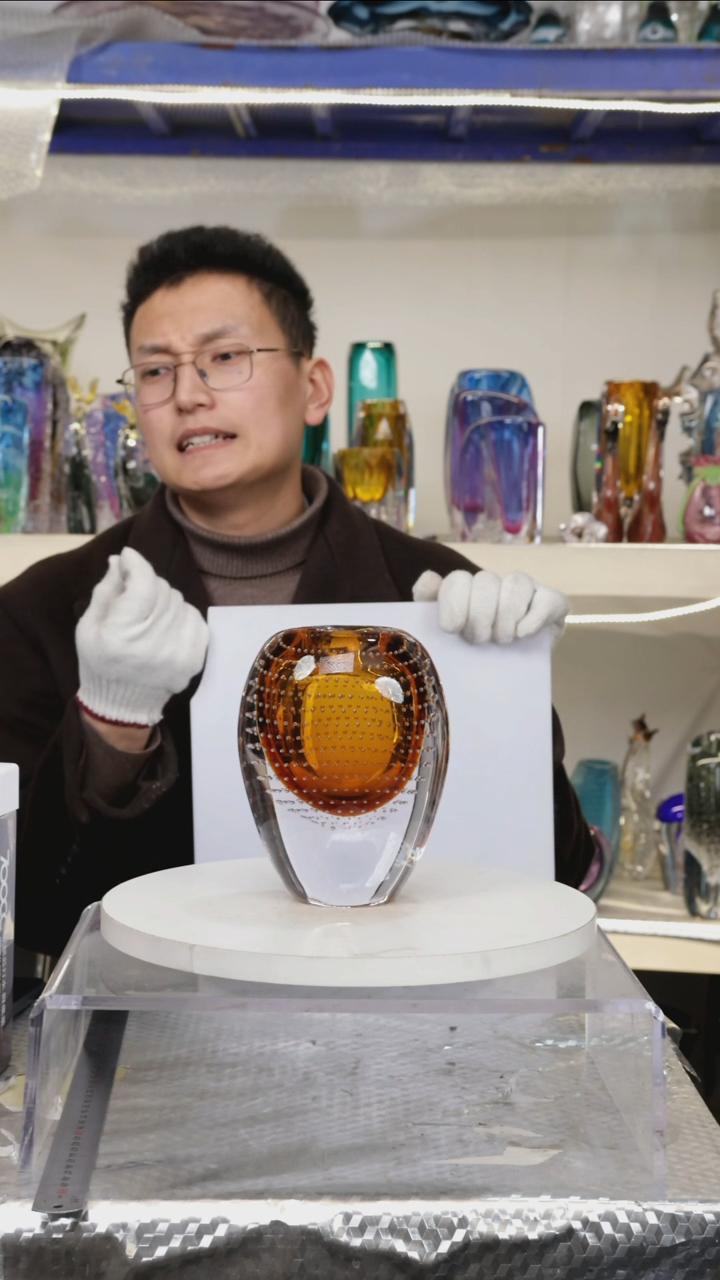 【闪购商品】琉璃【幻彩】高17精品琉璃正常手工痕迹