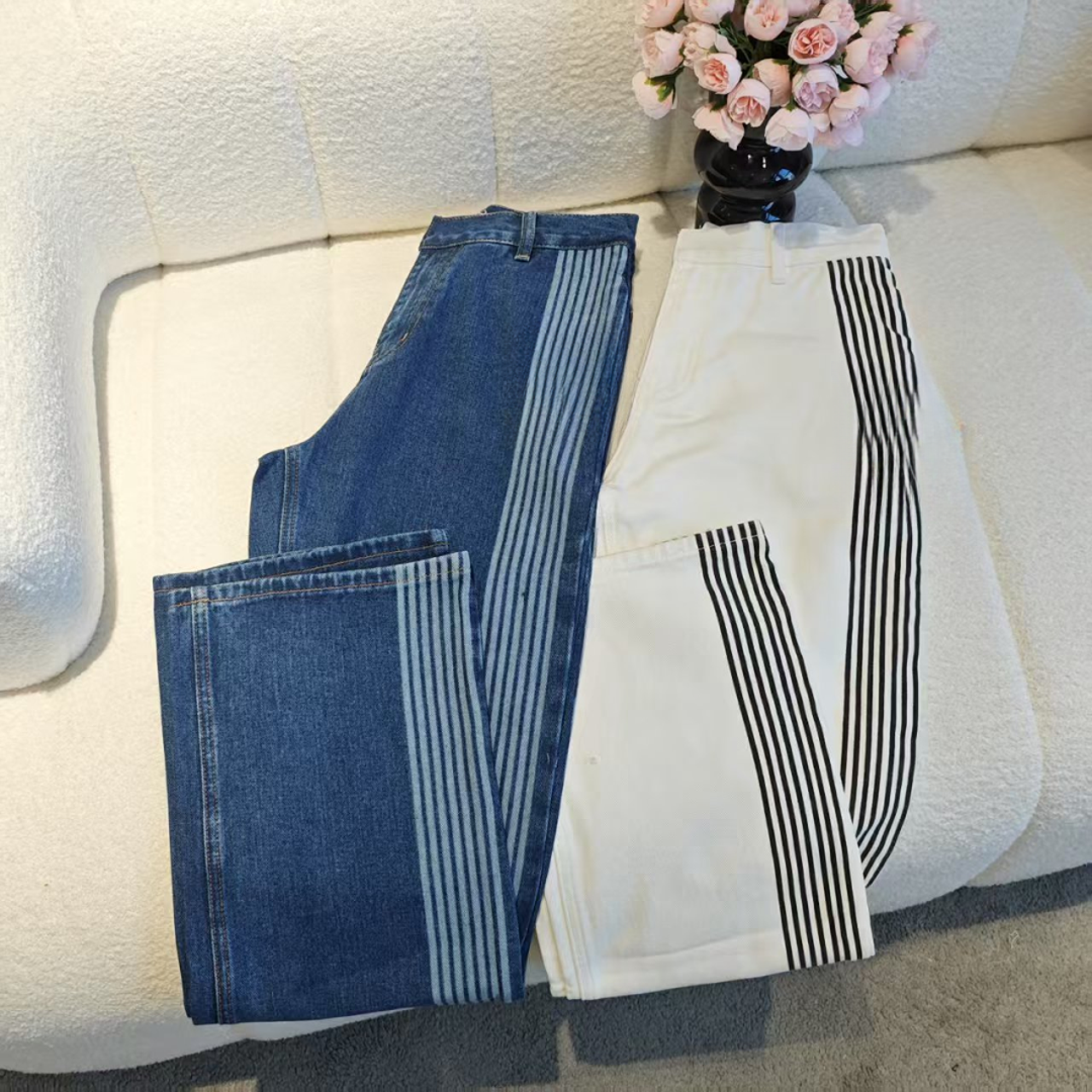 5429时尚牛仔裤高腰显瘦宽松阔腿裤休闲百搭长裤