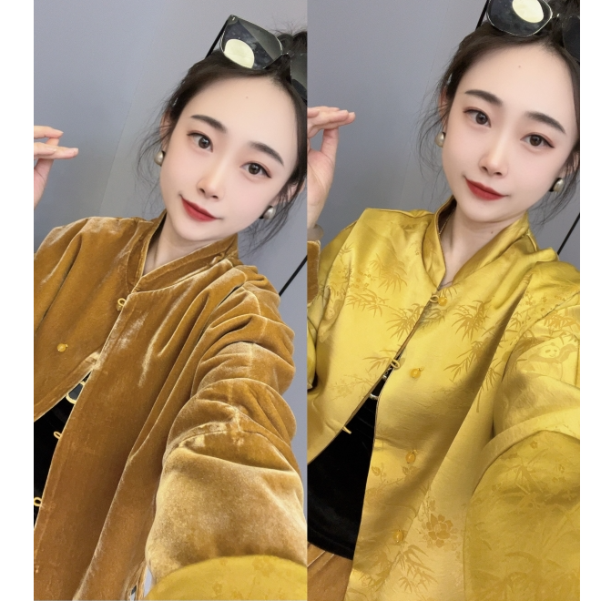 洋➕103春季新中式新款落肩宽松双面穿洋气百搭提花女外套