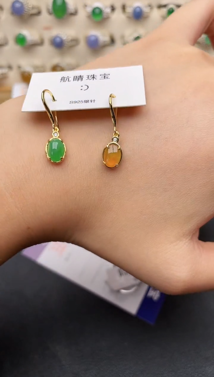 翡翠戒指银S925镶嵌一物一证一礼盒