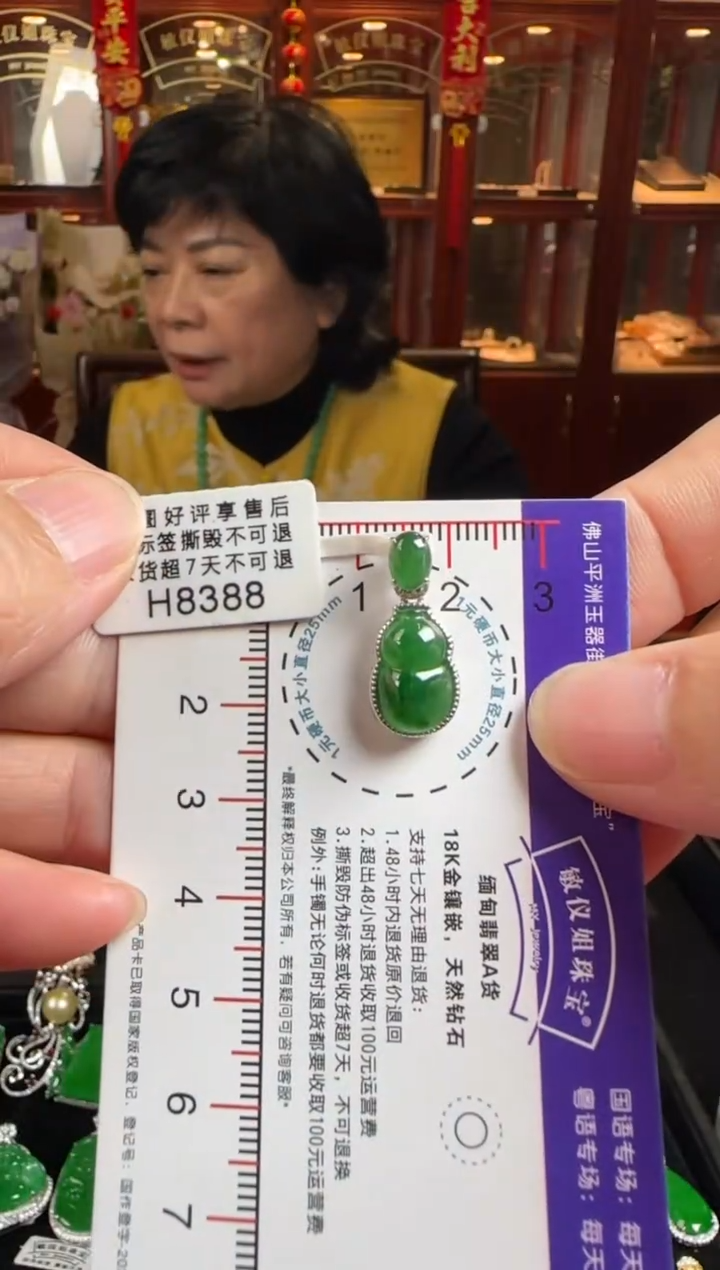 颈饰未镶嵌翡翠H8388冰辣绿葫芦
