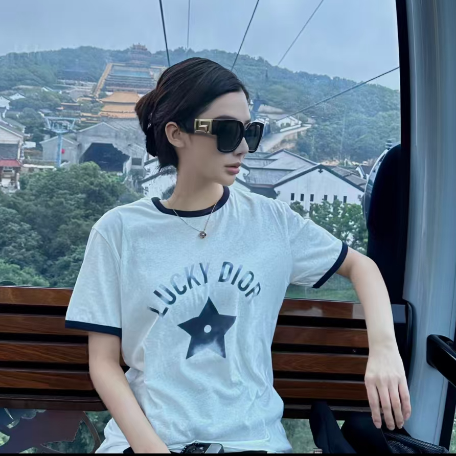 未使用 DIOR/迪奥 Dior 白色字母五角星印花短袖 白色S T