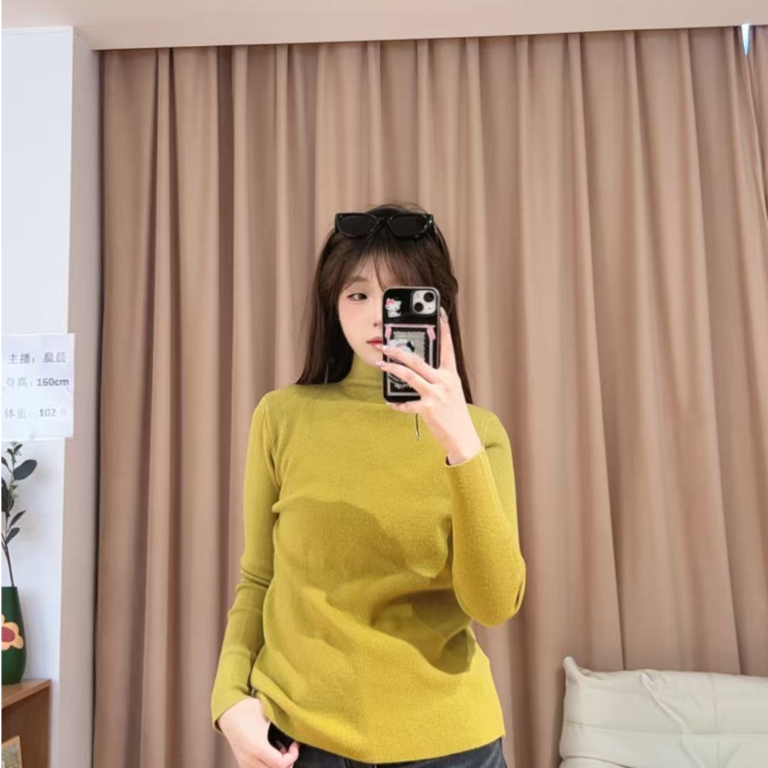 13675余小鱼【温柔打底】 三色纯色百搭基础时尚秋冬半高领毛衣女装