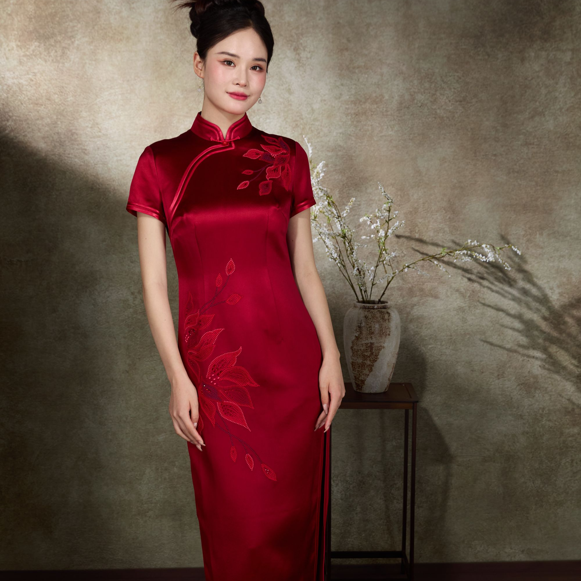 格格霞光织梦-中国风复古重工刺绣立领 旗袍G71FH320024