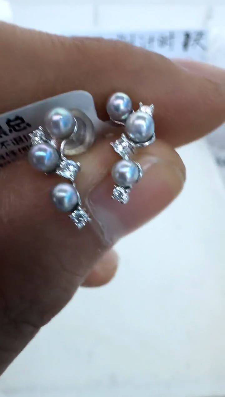 【闪购商品】海水珍珠耳饰银S925镶嵌耳钉