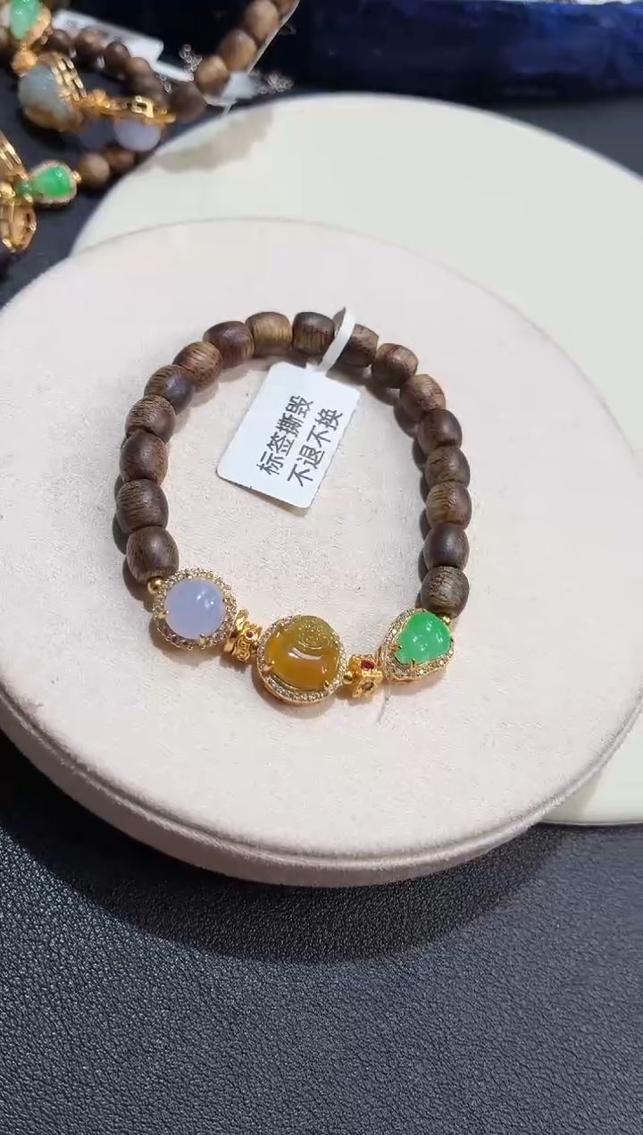 吊坠(不含链)银S925镶嵌翡翠手串