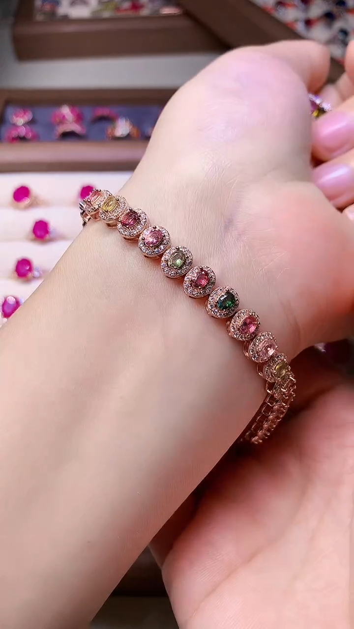 【闪购商品】碧玺手链银S925镶嵌0000